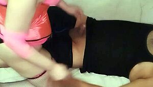 my sexy girlfriend in pink lingerie sucks and fucks passionately
