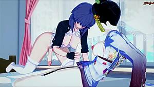 futa motoko kusanagi plays with geisha's girl dick in ghost in the shell futanari hentai
