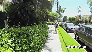 Icy blonde skips class for a paid quickie