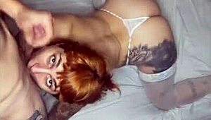 angelical girl sucks cock while twerking and gets cum on ass