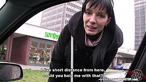 Skinny Slovak brunette stops for a casual encounter.