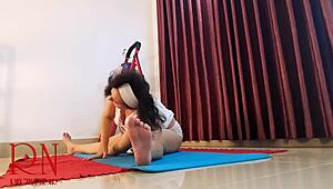 Regina Noir Strips Nude for Yoga in White Panties at Gym!