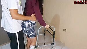 Milf Madrasta Seduces Stepson with Perfect Ass on Walker. Bunda Show Turns Wild.