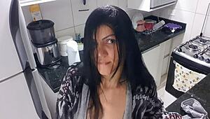 I masturbate as a sexy latina with big tits in the kitchen