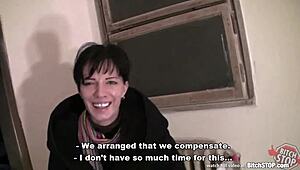 Skinny Slovak brunette stops for a casual encounter.