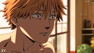 power and denji in anime style