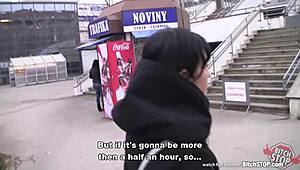 Skinny Slovak brunette stops for a casual encounter.