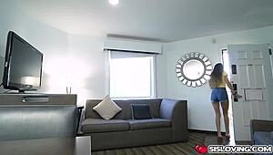 stepbrother gets deepthroat blowjob from smart stepsister