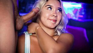Pretty blonde seductress excites on webcam with her oral skills