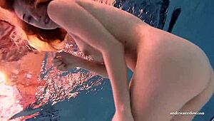 Firm Big Tits In Red Dress Underwater!