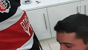 Young guy takes black cock after game session