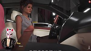 Hey, Lady Boss Sucking Cock in Parking Lot Scene