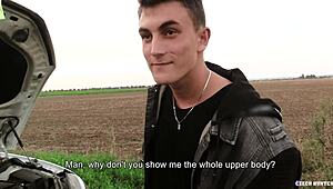 euro twink dumped by gf sucks random guy's big dick in public for money