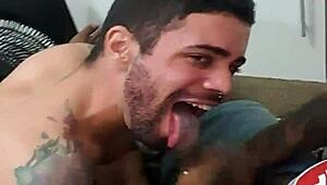 Young guy takes black cock after game session