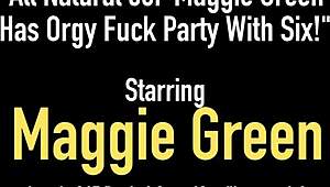 maggie green's wild orgy with six guys.