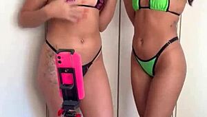 Latina influencer with pierced tits gets sucked by blonde with big ass in homemade video