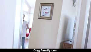 Stepsister Climbs on Stepbro for Wild Orgy Action!