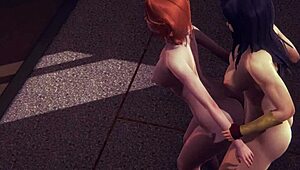 Black Widow gets drilled by Wonder Woman futa in wild Marvel DC hentai threesome