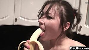 Dagfs - Amateur Lesbians Enjoy Steamy Kitchen Kissing Fun