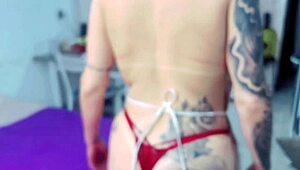 Domestic Employee Shows Big Tits Arranging House