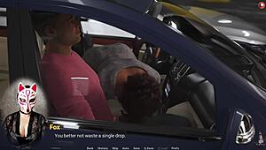 Hey, Lady Boss Sucking Cock in Parking Lot Scene