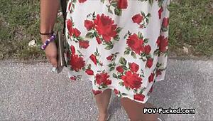 Redhead Teen Sucks Hard Cock on Backseat in Wild Outdoor Action