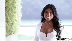 Man, anal-crazy Ember is thirsty for Maximo’s thick cock during massage