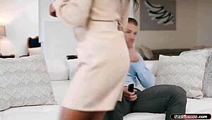 Brunette seduces stepbro for hardcore deepthroat and cock worship