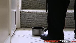 Teenager experiences domination in intense session