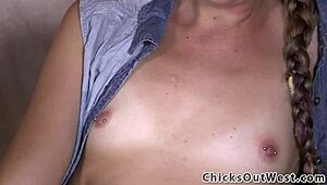 Amateur Australian babe with natural tits fingers her hairy ass and masturbates orally