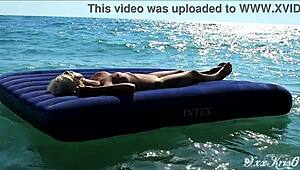 hey gorgeous blonde, how do you flaunt those big boobs nude on the beach in slow motion?