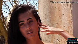 petite latina katherinne sofia from costa rica strips naked for playboy, showing everything