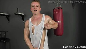 Muscle boy from Czech gets an intense handjob during a steamy European fitness massage session.