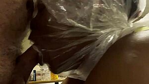 Bag on her head black bitch pukes on small dick