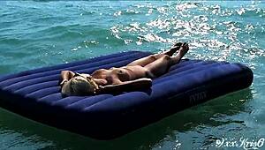 hey gorgeous blonde, how do you flaunt those big boobs nude on the beach in slow motion?