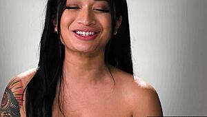 Small-titted Asian milf Avery Black masturbates wildly after steamy sex interview