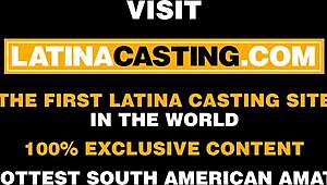 A sizzling Latina beauty in a short skirt enjoys a massive agent's throbbing member