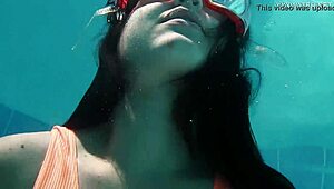 Flexible teen Micha's sexy underwater gymnastics workout