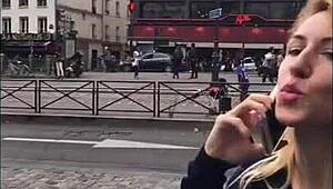 Second day in Paris flashing panties with big black cock