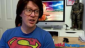 two lucky nerds blown by insatiable uk slut!