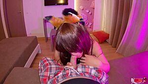 my stepsister surprises me with a fox tail up her ass and wants my cock