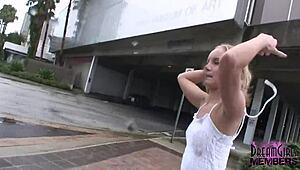 blonde cutie strips bare in downtown tampa under the sun