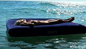 hey gorgeous blonde, how do you flaunt those big boobs nude on the beach in slow motion?