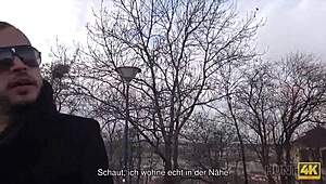 Hunt4K Tells How Jenifer Red Satisfied a Stranger for Cash Outdoors