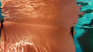 Flexible teen Micha's sexy underwater gymnastics workout