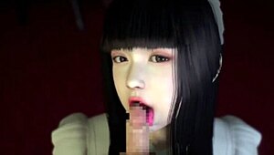 cute maid interacts with character in hentai 3d animation