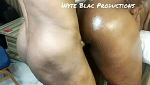 thick ass black lady tries anal with a big cock for the first time, squirting everywhere