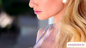 blonde amateur babe teases as she strips nude for playboy shoot