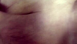 Shaved amateur masturbates with precum close-up