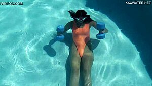 Flexible teen Micha's sexy underwater gymnastics workout